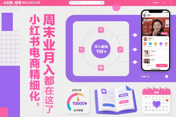 小红书电商精细化运营全流程，周末副业月入1W ，全套方法都在这了