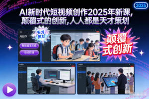 AI新时代短视频创作2025年新课，?颠覆式的创新，人人都是天才策划